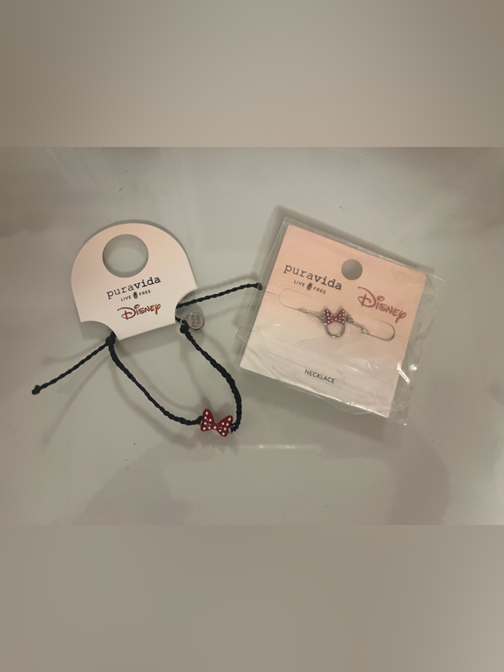 Pura Vida Disney Minnie Mouse Red Polka Dot Bow Bracelet and Necklace